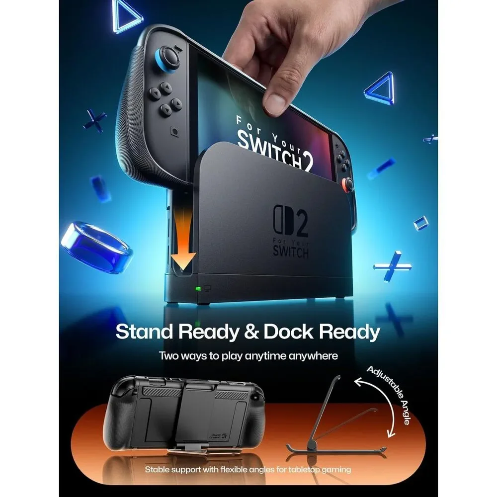 Split Every Day Case for Switch 2, Magnetic Detachable Front Cover, Adj Stand